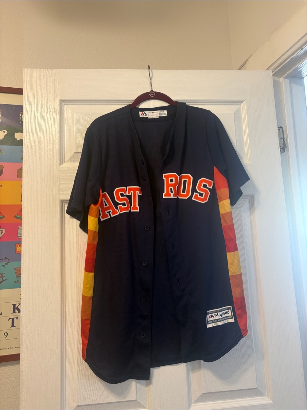 Majestic Navy Houston Astros Jersey with Red & Yellow Side Panels